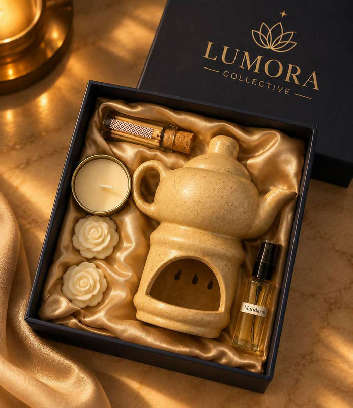 0038 Lumora Teapot Ceramic Aroma Diffuser Gift Set