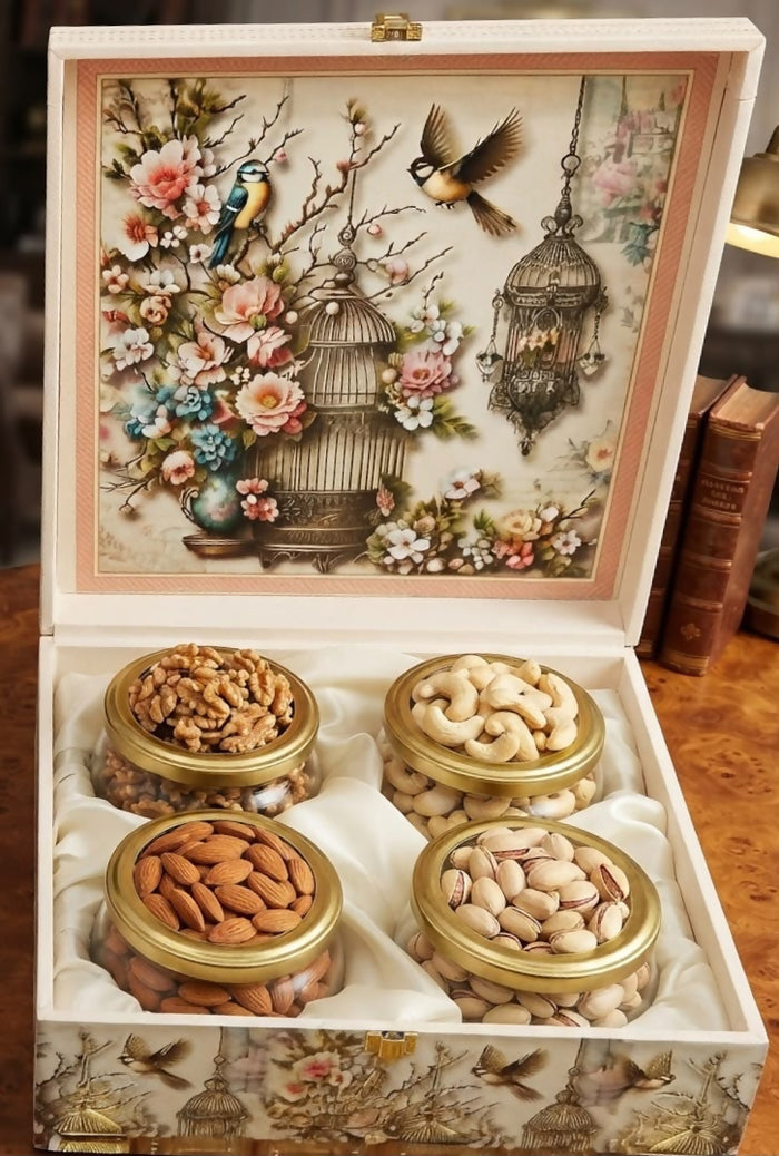 0062 Royal Vintage Floral Printed Wooden Dry Fruit Box Set