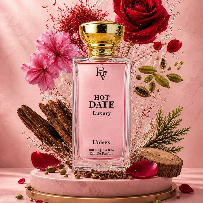 H&V Hot Date Unisex Eau de Parfum 100 ml – Rose, Floral, Saffron, Cardamom, Oud & Woody Fragrance