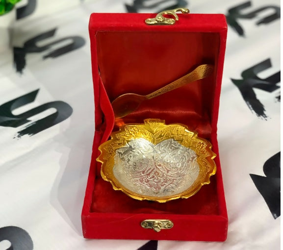 Royal Gold & Silver Dual-Tone Brass Bowl