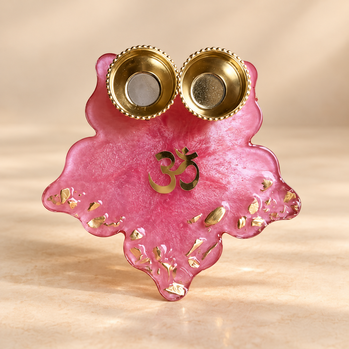 0006 Pink Resin Om Roli Chawal Platter