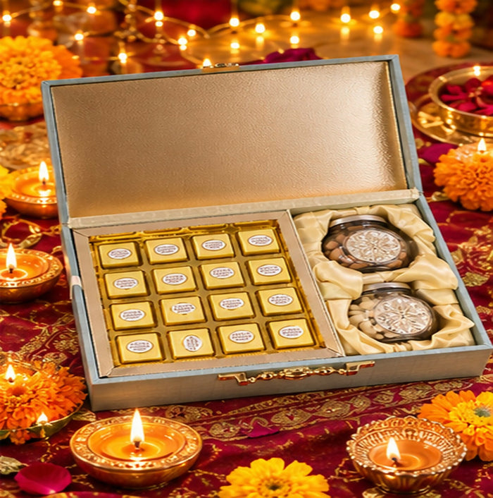 Leather Box with Channa Bites & Dry Fruits