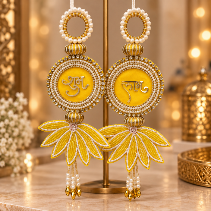 0033 The Golden Yellow Lotus Shubh-Labh Hangings