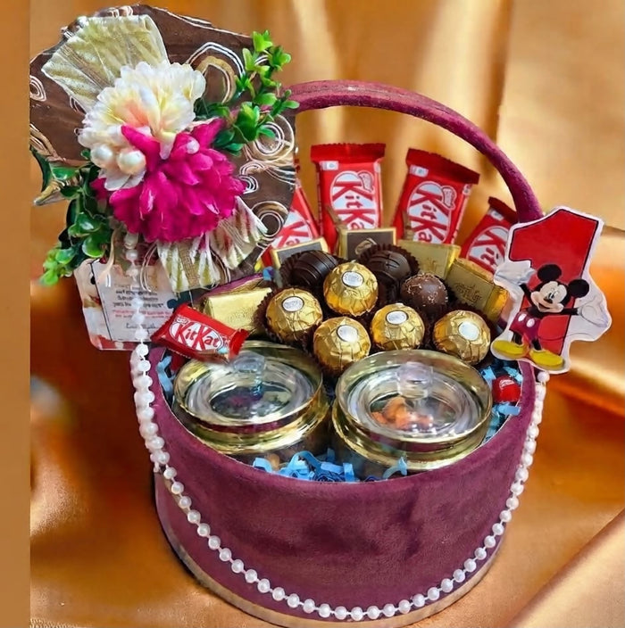 0062 Luxury Royal Velvet Chocolate & Dry Fruit Hamper Basket