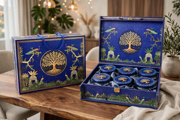 Tree of Life Royal Peacock Jar Hamper Box (Set of 6 Jars