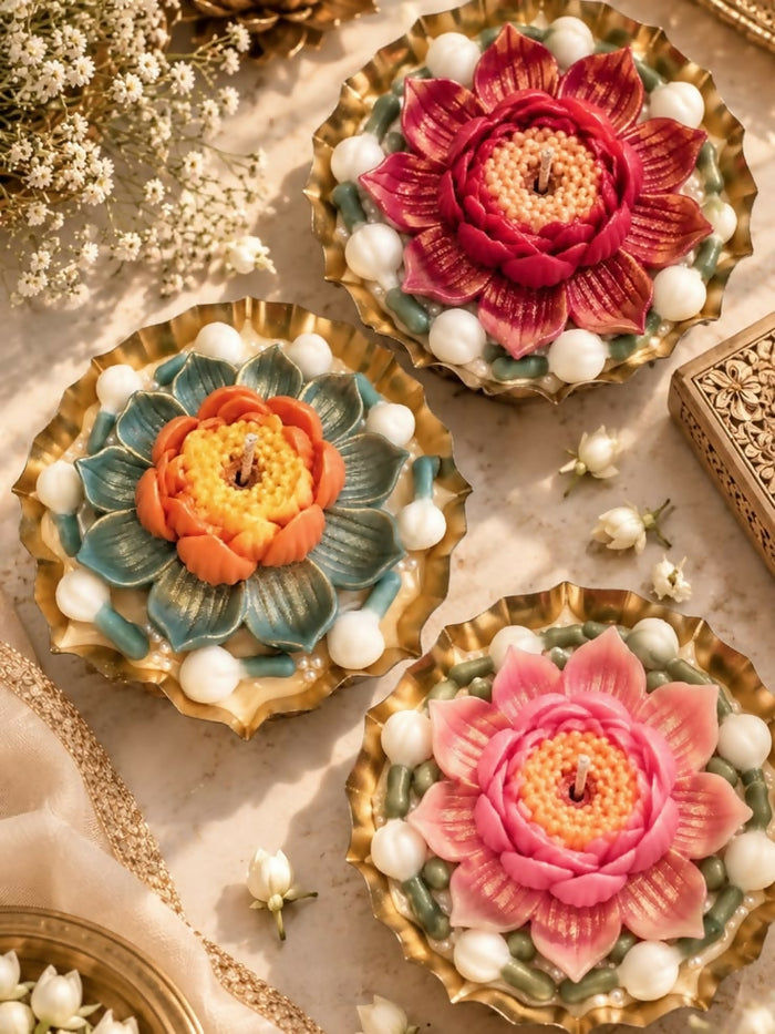 0006 Decorative Brass Urli Lotus Candle