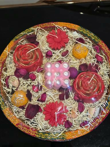0044 Royal Bloom Handmade Candle Platter Gift Set