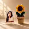 Personalised Birthday Theme Magnet Frame with Handmade Sunflower Pot