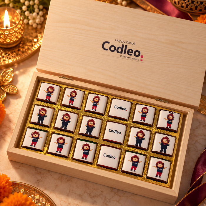Wooden Diwali Gift Box with Wrapped Chocolates