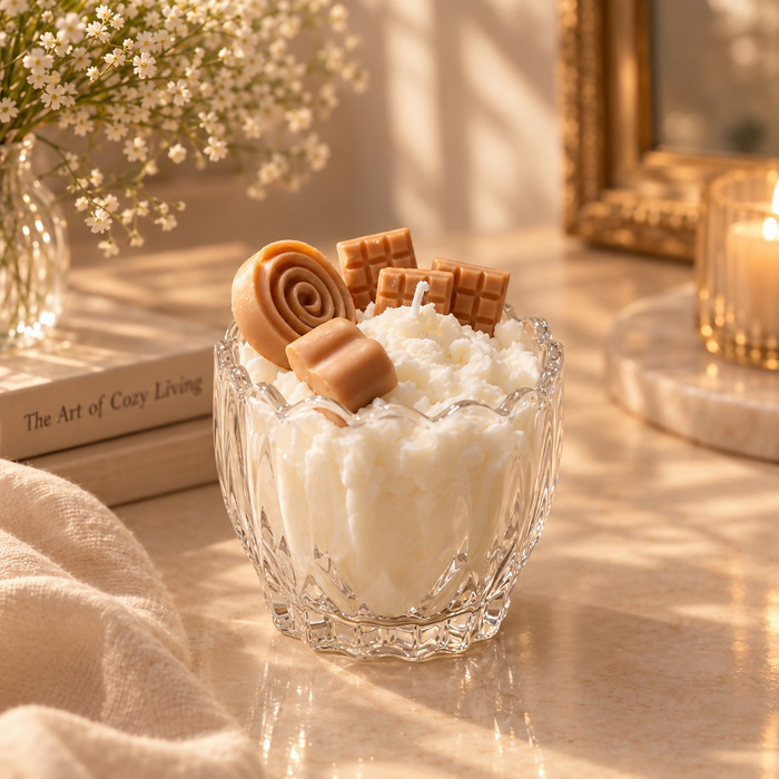 Caramel Chocolate Dessert Glass Candle