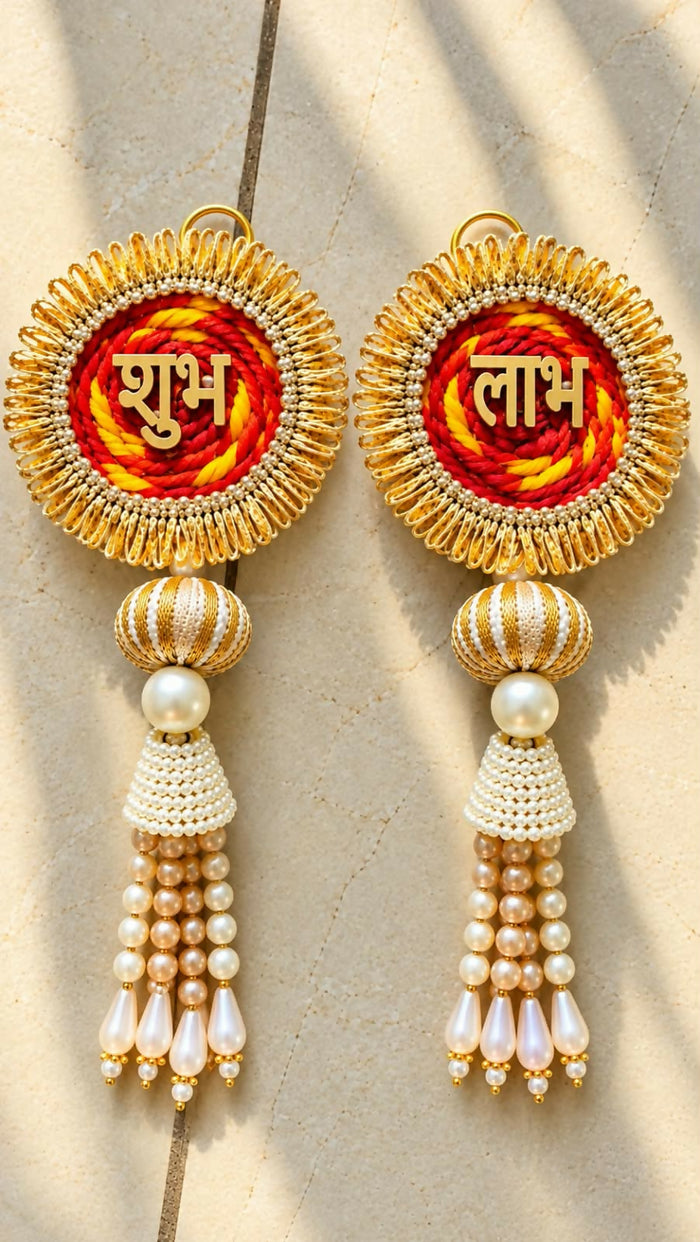 0042 Handcrafted Shubh Labh Festive Door Latkan Set