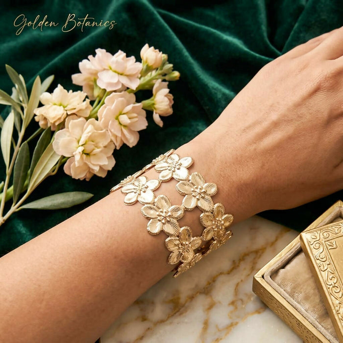 Floral Embroidered Cuff Bracelet