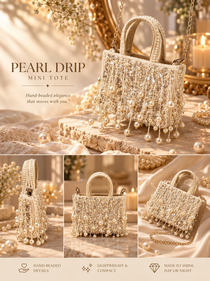 Mini pearl bag silver