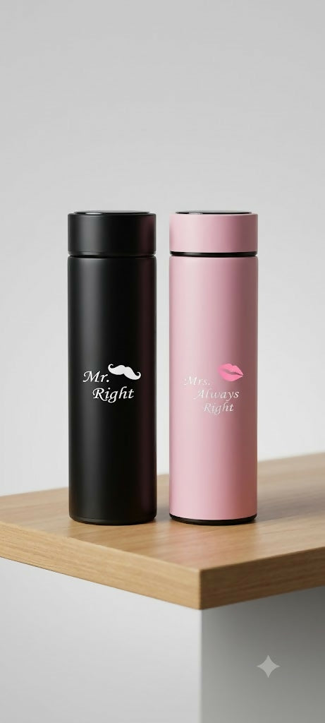0048 "Mr. Right" & "Mrs. Always Right" Water Bottle Set
