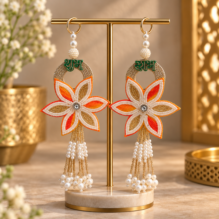 0033 The Saffron Floral Shubh-Labh Hangings