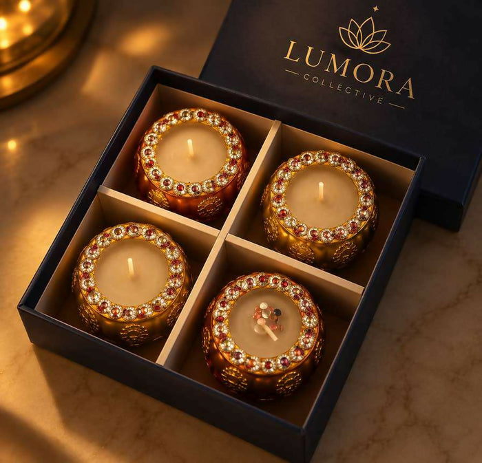 0038 Lumora Collective Embellished Tealight Candle Set (Pack of 4)