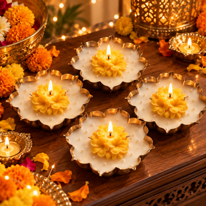 Golden Lotus Bloom Candle