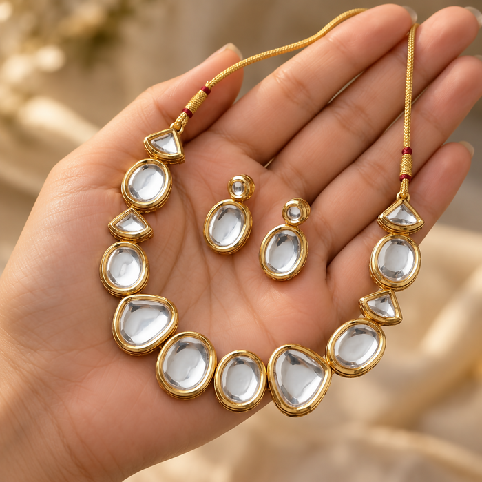 Oxidized White Stone Necklace