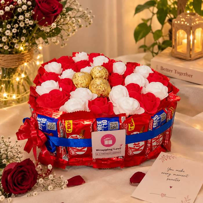 0068 Heart-Shaped KitKat & Ferrero Rocher Bouquet
