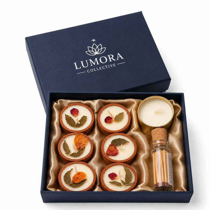 0038 Lumora Pressed Floral Terracotta & Matchstick Gift Set