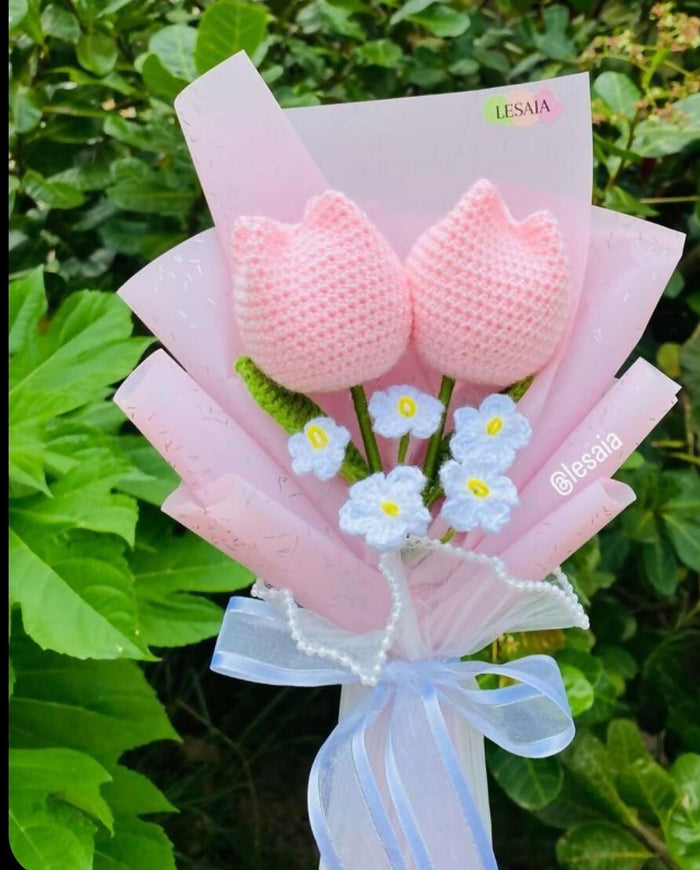 0035 Sweet Romance Hand-Crocheted Tulip Bouquet