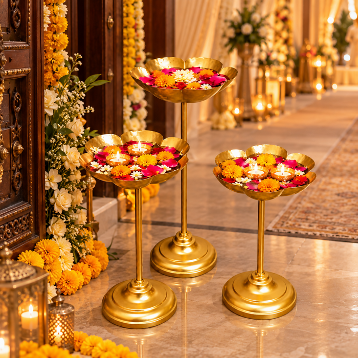 Standing Brass Urli Set