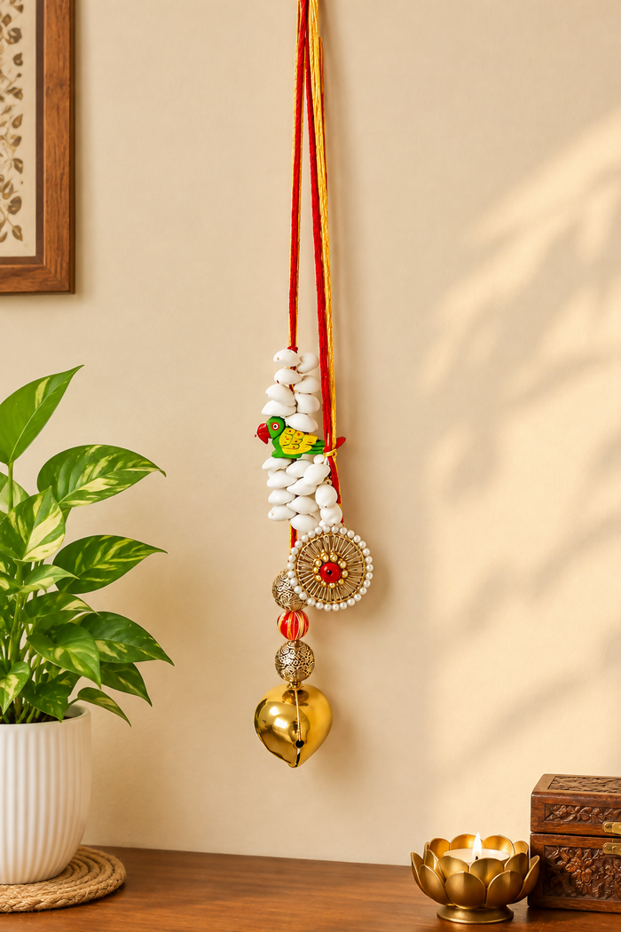 0042 Traditional Pearl and Golden Bell Hanging Charm