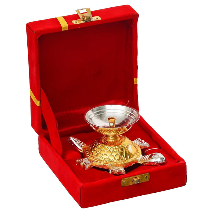 0043 Tortoise Diya with Red Velvet Box