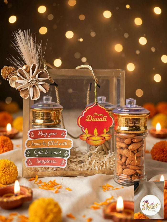 0046 Royal Gold Acrylic Trio Jar Diwali Gift Bag