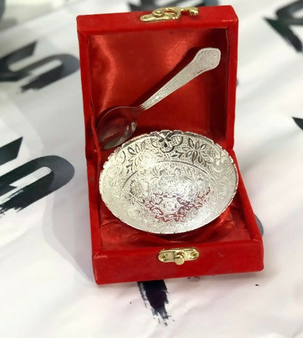 Royal Pure Silver-Plated Embossed Bowl & Spoon Set