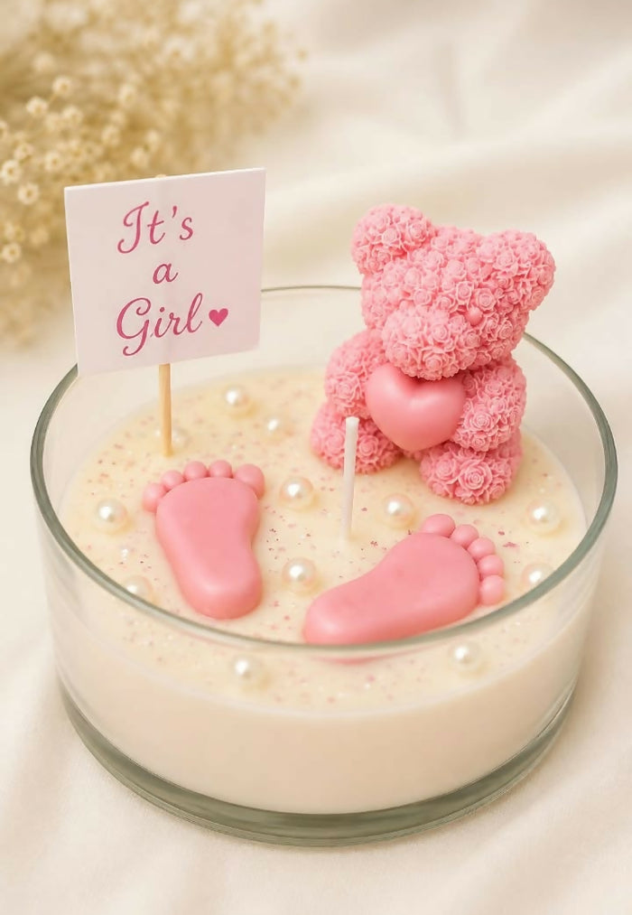 0030 Rose Teddy & Footprint Decorative Scented Jar Candle