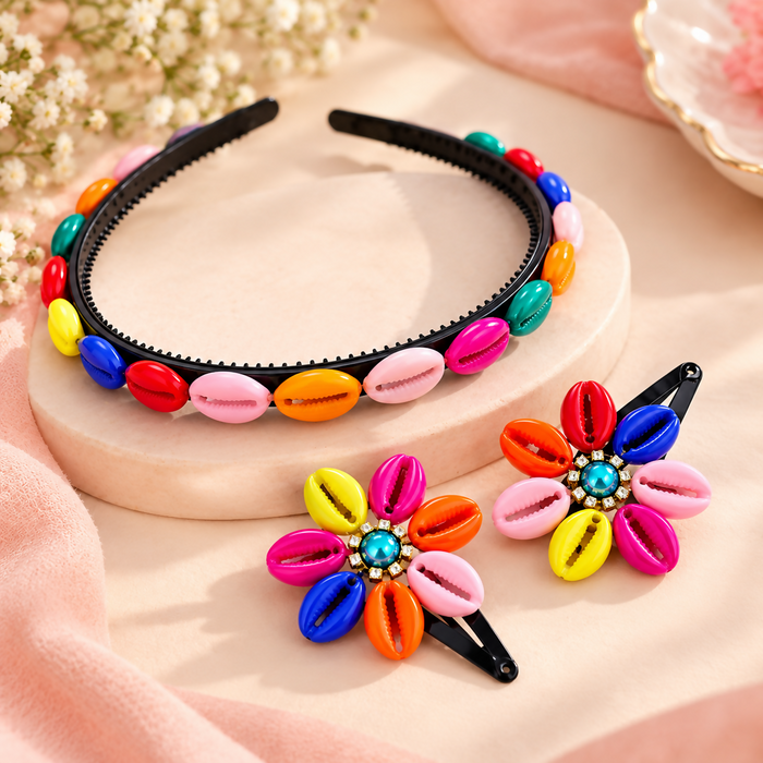 Multicolour Cowrie S Hair Accessories Sethell Flower
