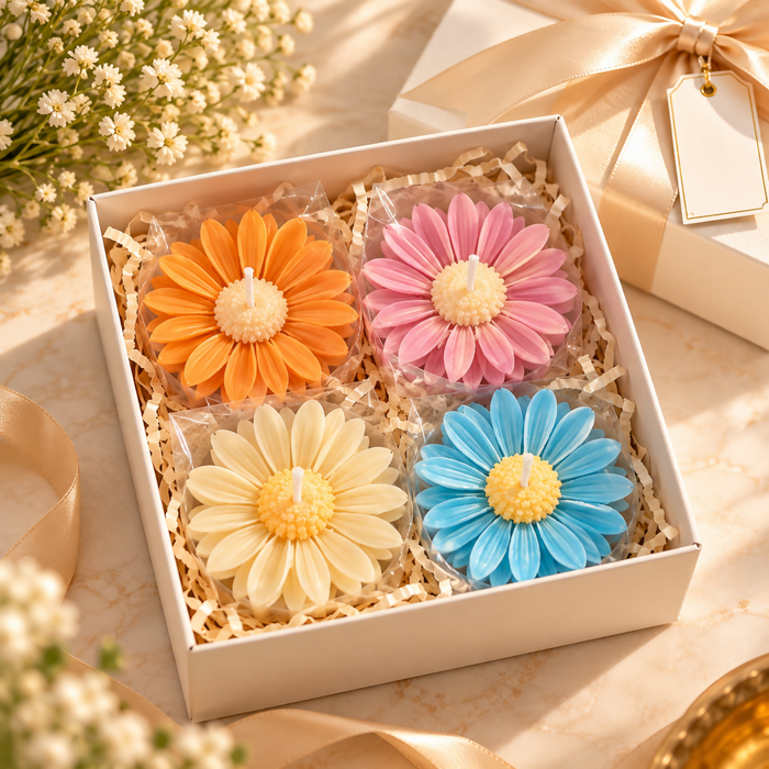 0025 Handcrafted Daisy Bloom Candle Gift Set
