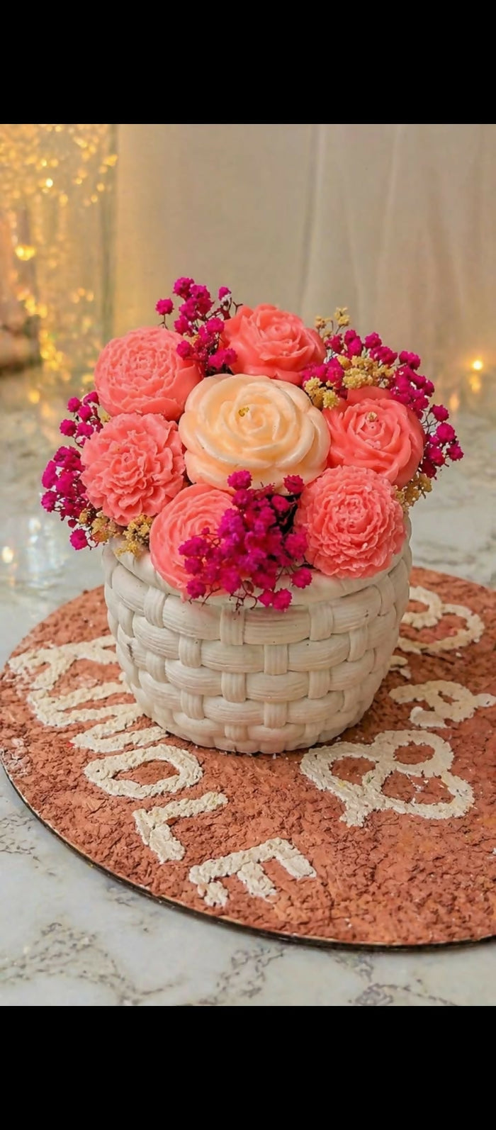 0030 Handcrafted Flower Basket Scented Candle Bowl